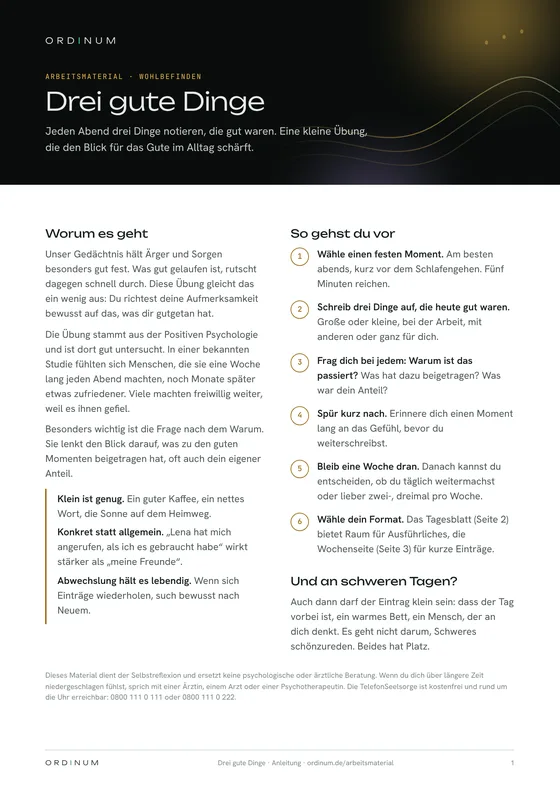 Drei gute Dinge, Seite 1: Anleitung